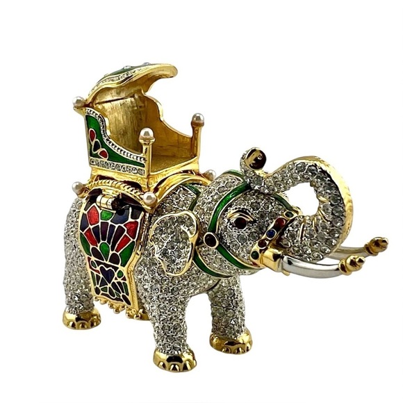 CIEL Maharaja Elephant Trinket Box Swarovski Crystals Collectible Figurine - Picture 1 of 9